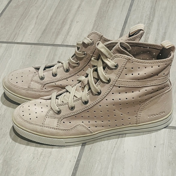 Coach Pita Perforated High Top Suede Sneakers Size 9 - Picture 5 of 7
